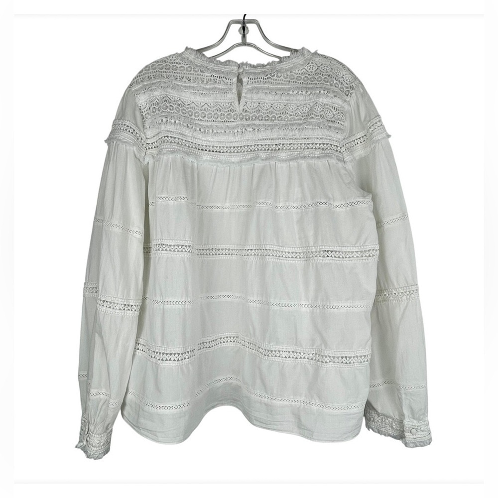 Chic Lace Trim Blouse in White